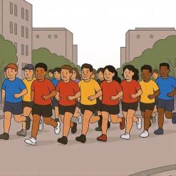 Läufer und Läuferinnen bei einem City-Lauf