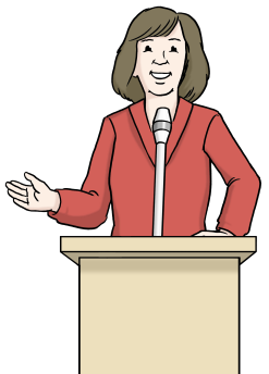 Frau hält Vortrag