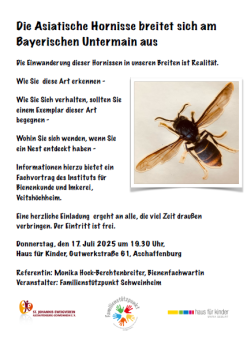  Plakat zum Vortrag über die Asiatische Hornisse