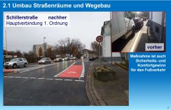 neuer Fahrradmarkierungsstreifen in der Schillerstraße