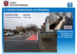 Neue Radwegemarkierung in der Schillerstraße (Höhe Dyroffstraße)