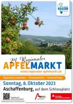  Plakat zum Regionalen Apfelmarkt mit Apfelbaum und Schloss Johannisburg im Hintergrund