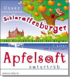 Ettikett des Schlaraffenburger Apfelsafts