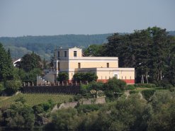 Blick auf das Pompejanum von der Willigisbrücke