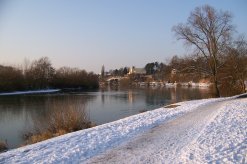 Blick über das Mainufer im Winter