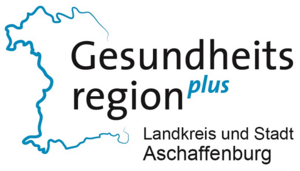 Bild vergr&ouml;&szlig;ern: Logo der Gesundheitsregionplus, Umrisse von Stadt und Landkreis Aschaffenburg