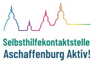 Bild vergr&ouml;&szlig;ern: Silhouette Schloss Johannisburg, darunter Schriftzug Selbsthilfekontaktstelle Aschaffenburg Aktiv!