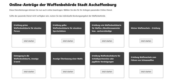 Screenshot Online-Fachverfahren Waffenbehörde