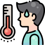 Bild vergr&ouml;&szlig;ern: Fieberthermometer und ein Mann mit Fieber