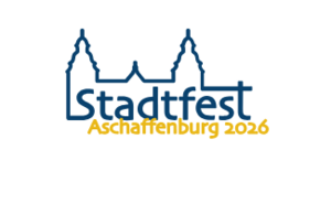 Bild vergr&ouml;&szlig;ern: Schriftzug Stadtfest Aschaffenburg 2026 mit Silhouette von Schloss Johannisburg