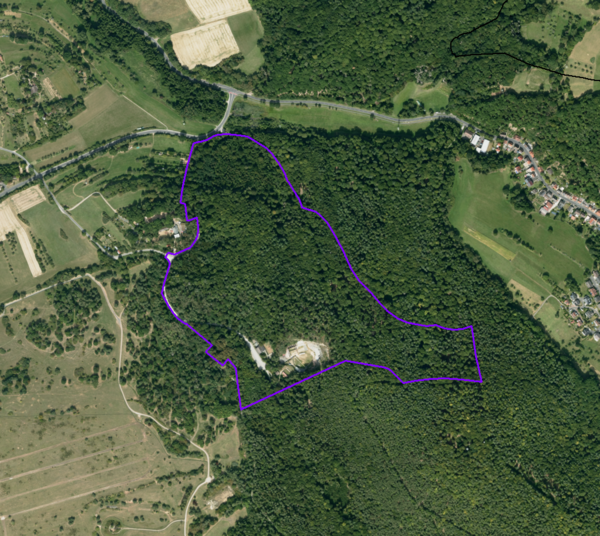 Luftbild mit geschütztem Landschaftsbestandteil „Felsmeer Grauberg/Stengerts“ 