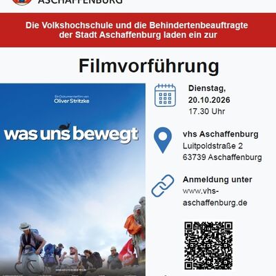Werbeplakat für Filmvorführung "Was uns bewegt"